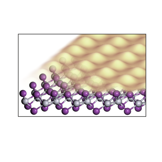 Gezeigt wird ein computersimuliertes Bild einer Kristallgitterstruktur.